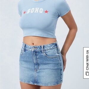 PacSun Light Blue Stretch Mid Rise Denim Jean Mini Skirt